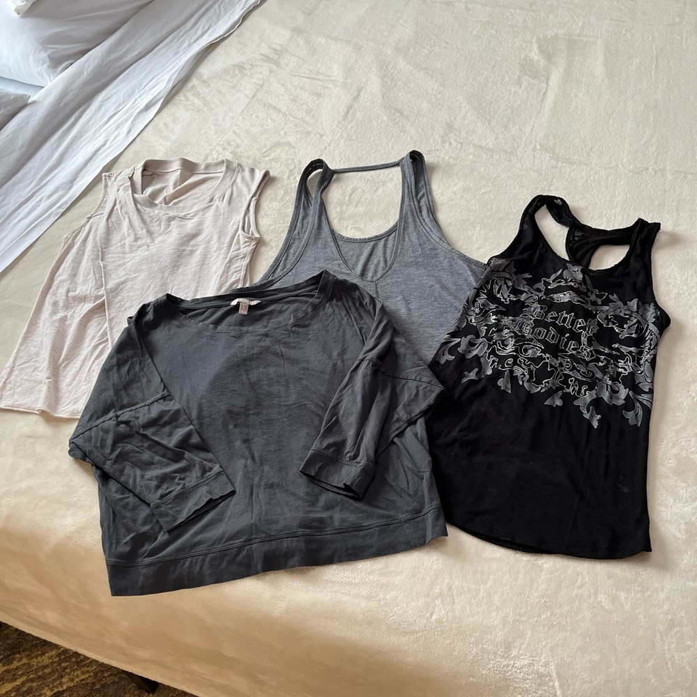 lululemon athletica, better bodies, banana republic Tops - Black, Gray, Cream